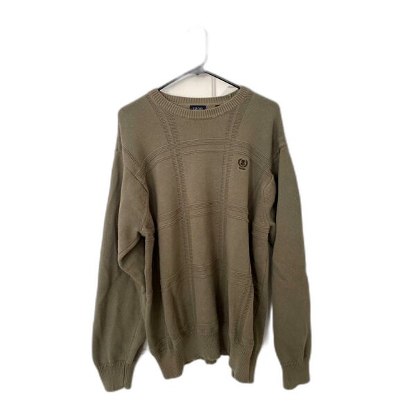 Mens Izod Taupe Green Long Sleeve Crew Neck Knit Sweater Size XXL 100% Cotton - Picture 1 of 5